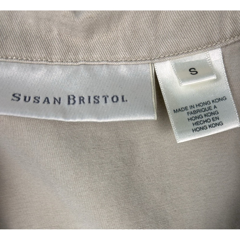 Susan Bristol Maxi Dress Khaki Denim Small Shift Pockets Minimalist Neutral - Picture 4 of 10